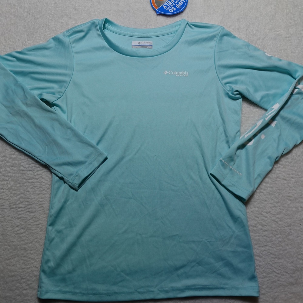 LITTLE STAIN Columbia Tidal Tee Youth L Blue PFG Long Sleeve Performance Shirt